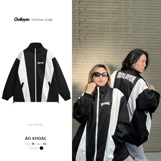Áo Khoác Dù Phối Đen Trắng Logo Outlayer