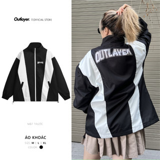 Áo Khoác Dù Phối Đen Trắng Logo Outlayer