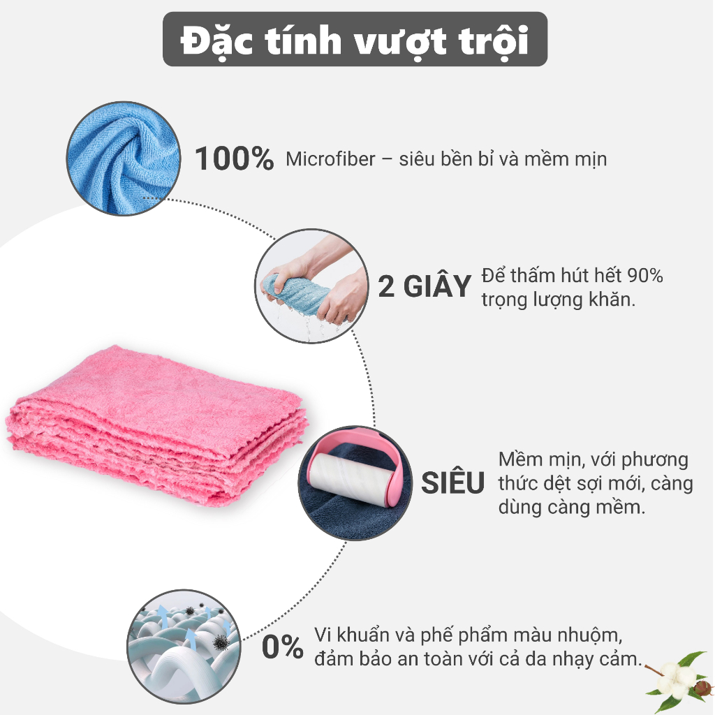 Khăn lau lông cừu CHÂU ÂU LOTUS 100% Microfiber, Mềm Mịn Thấm Hút, Không Phai Màu | BigBuy360 - bigbuy360.vn