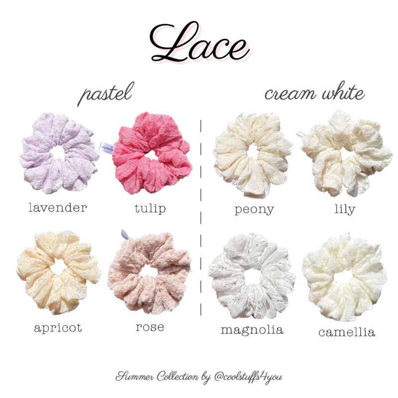 Buộc Tóc Scrunchies Vải Ren Size 14cm Màu Nhẹ Nhàng