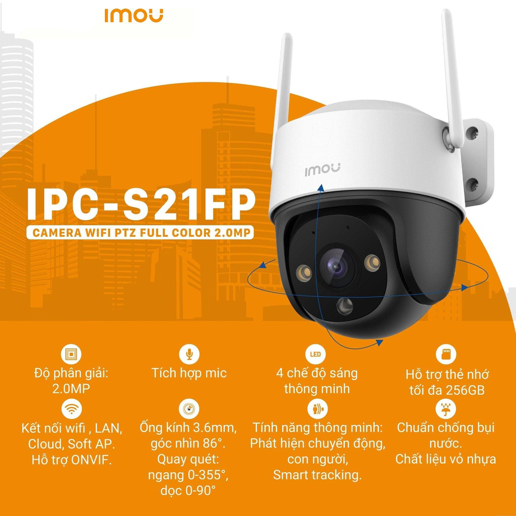 Camera WIFI Ngoài Trời IMOU S21FP, S41FP Có Màu Ban Đêm, Xoay 360 Độ - HKT STORE