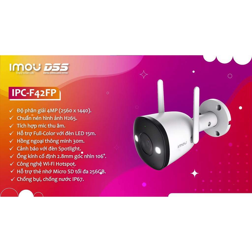 Camera Wifi Ngoài Trời F42FP, F42FEP 4MP Sắc Nét Có Màu Đêm - HKT STORE