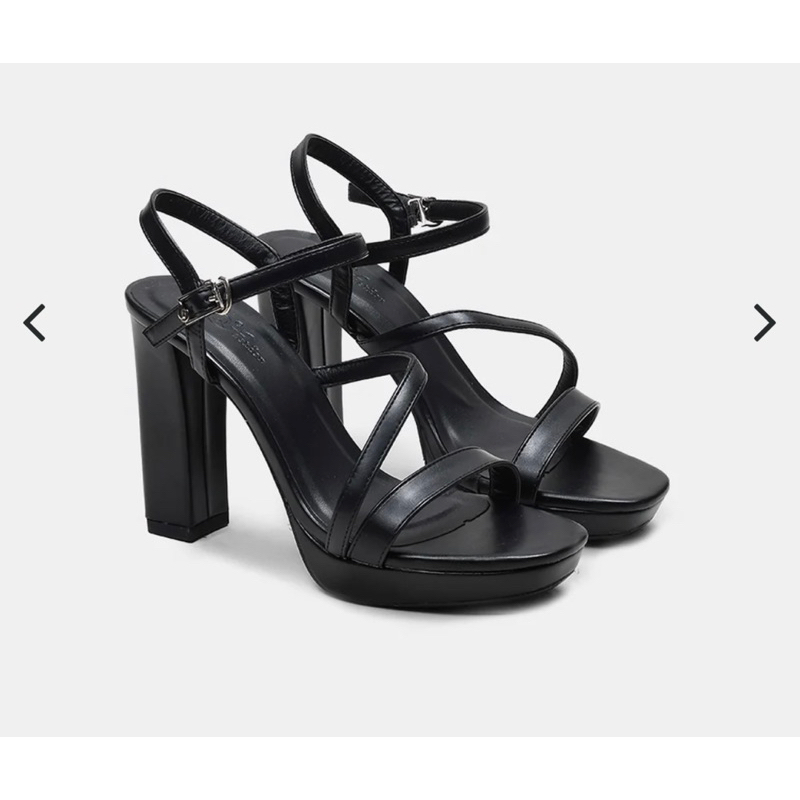 Giày cao gót vuông mũi đúp 12 phân quai dây xéo khoá cài