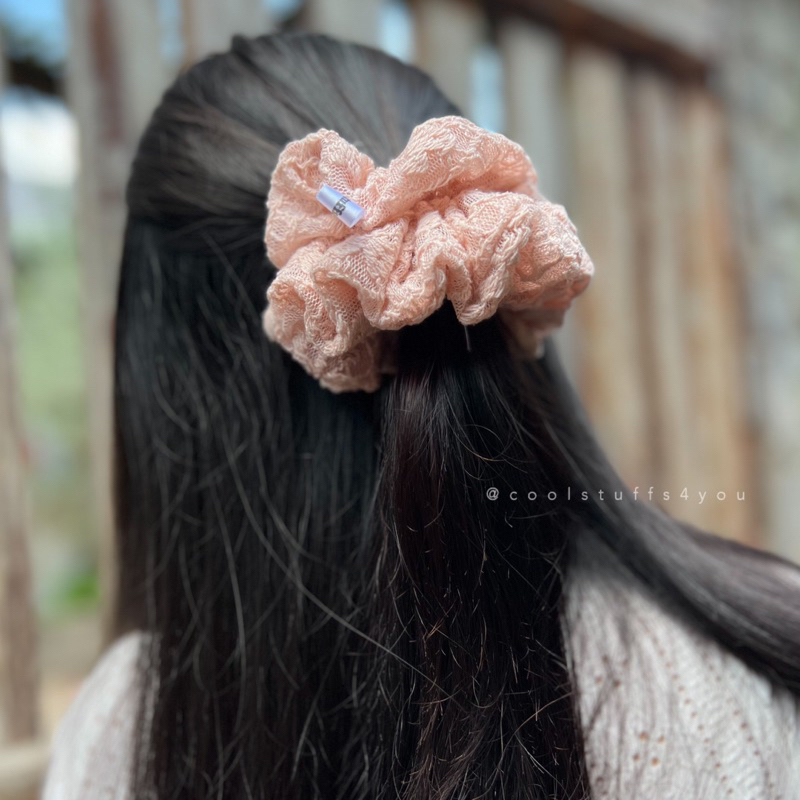 Buộc Tóc Scrunchies Vải Ren Size 14cm Màu Nhẹ Nhàng