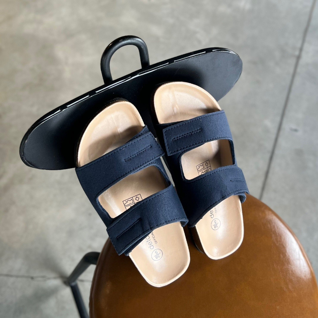 Dép đế trấu 2 quai ngang nam nữ Birken tiện dụng DETAUNISEX lót si kem - DETA25XD