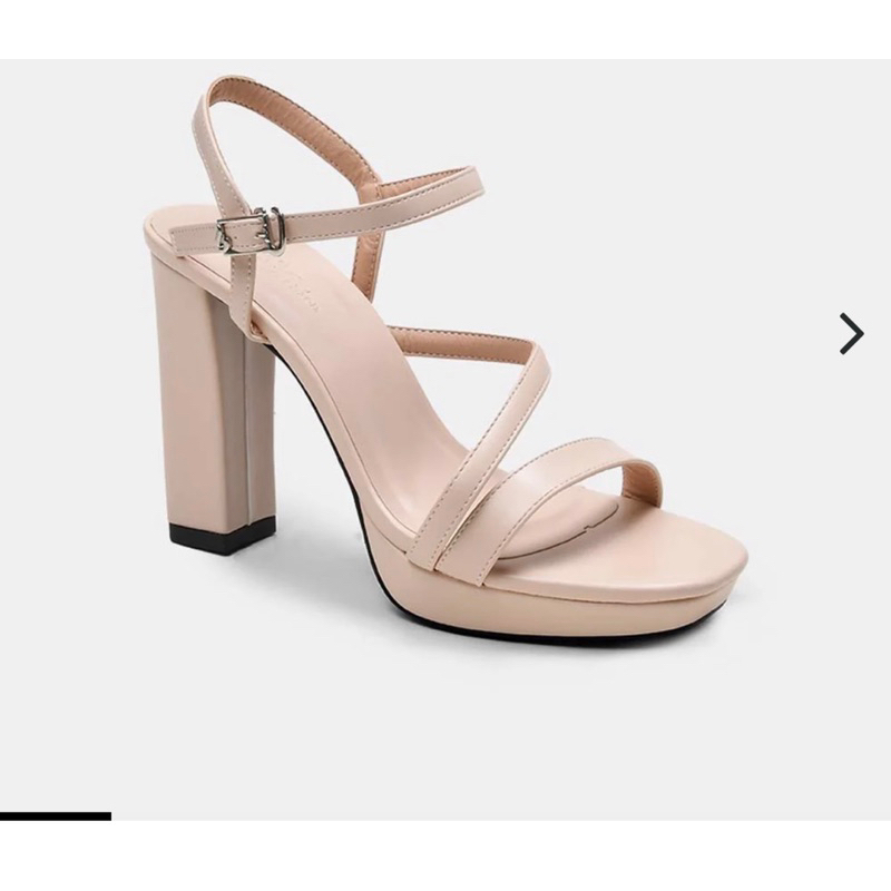 Giày cao gót vuông mũi đúp 12 phân quai dây xéo khoá cài