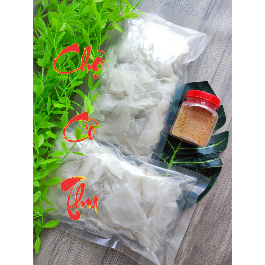 Combo 1kg bánh tráng phơi sương rìa ủ bơ mềm dẻo + muối nhuyễn chay | Chợ Cô Thu