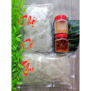 Bánh tráng phơi sương muối nhuyễn sa tế | 1kg bánh tráng phơi sương ăn kèm sa tế và muối nhuyễn | Chợ Cô Thu