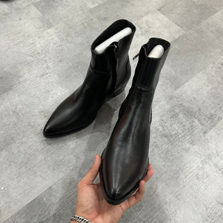 [DORIS] Giày Zip Lukas Boot mũi nhọn da bò đế phíp gỗ