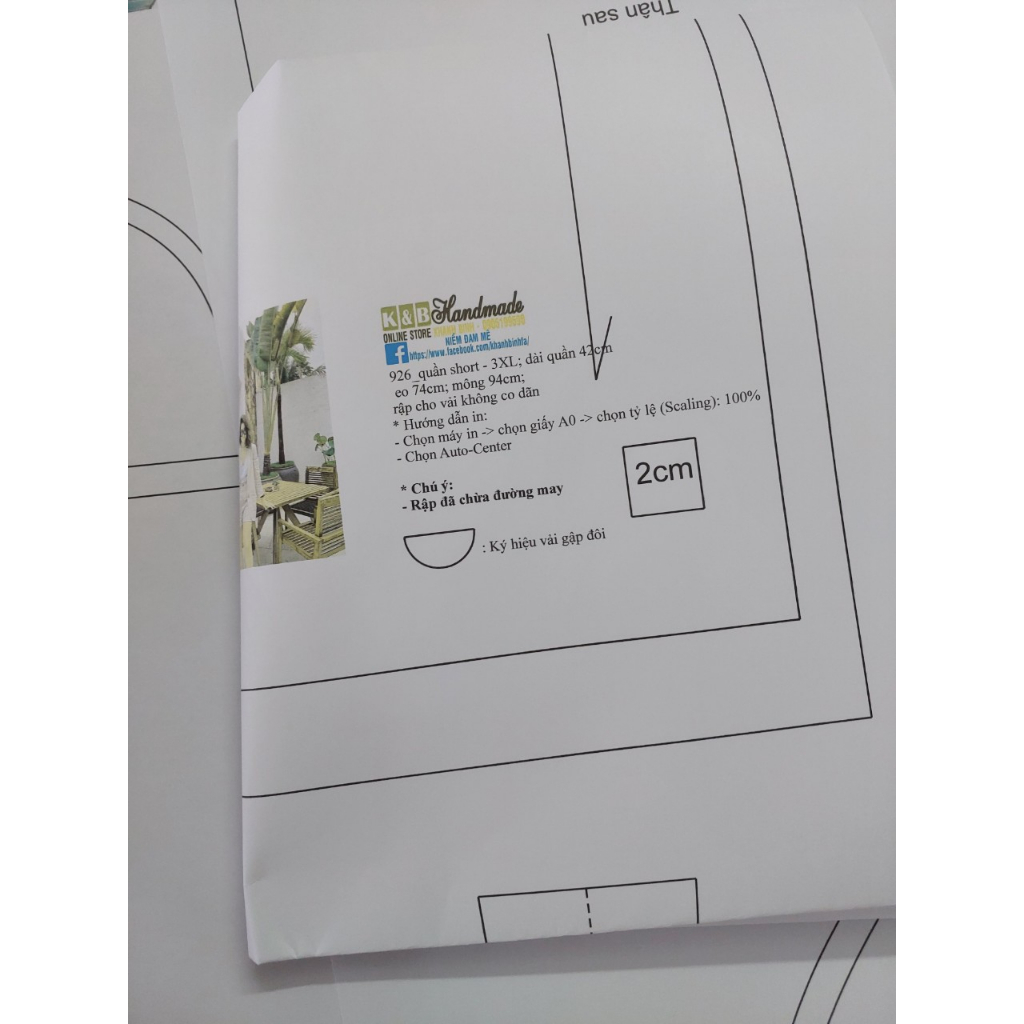 Rập giấy may quần short mã 926
