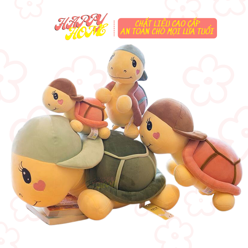 Gấu bông có mền, bộ chăn gối văn phòng 3 trong 1 hình rùa đội mũ ngộ nghĩnh Happy Home