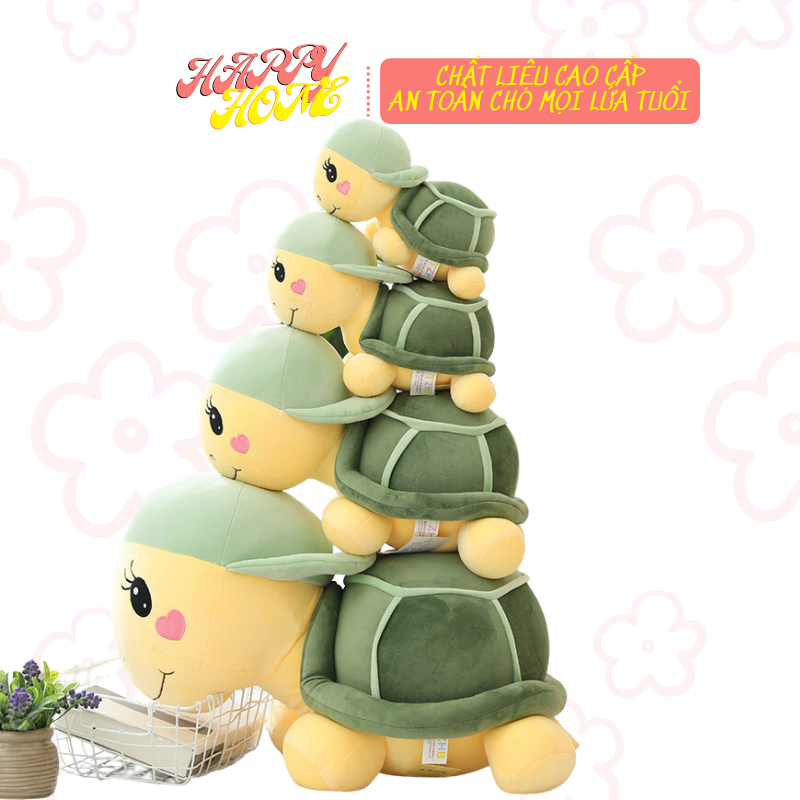Gấu bông có mền, bộ chăn gối văn phòng 3 trong 1 hình rùa đội mũ ngộ nghĩnh Happy Home
