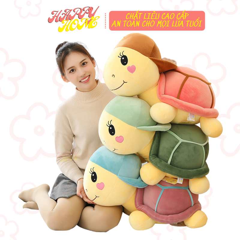 Gấu bông có mền, bộ chăn gối văn phòng 3 trong 1 hình rùa đội mũ ngộ nghĩnh Happy Home