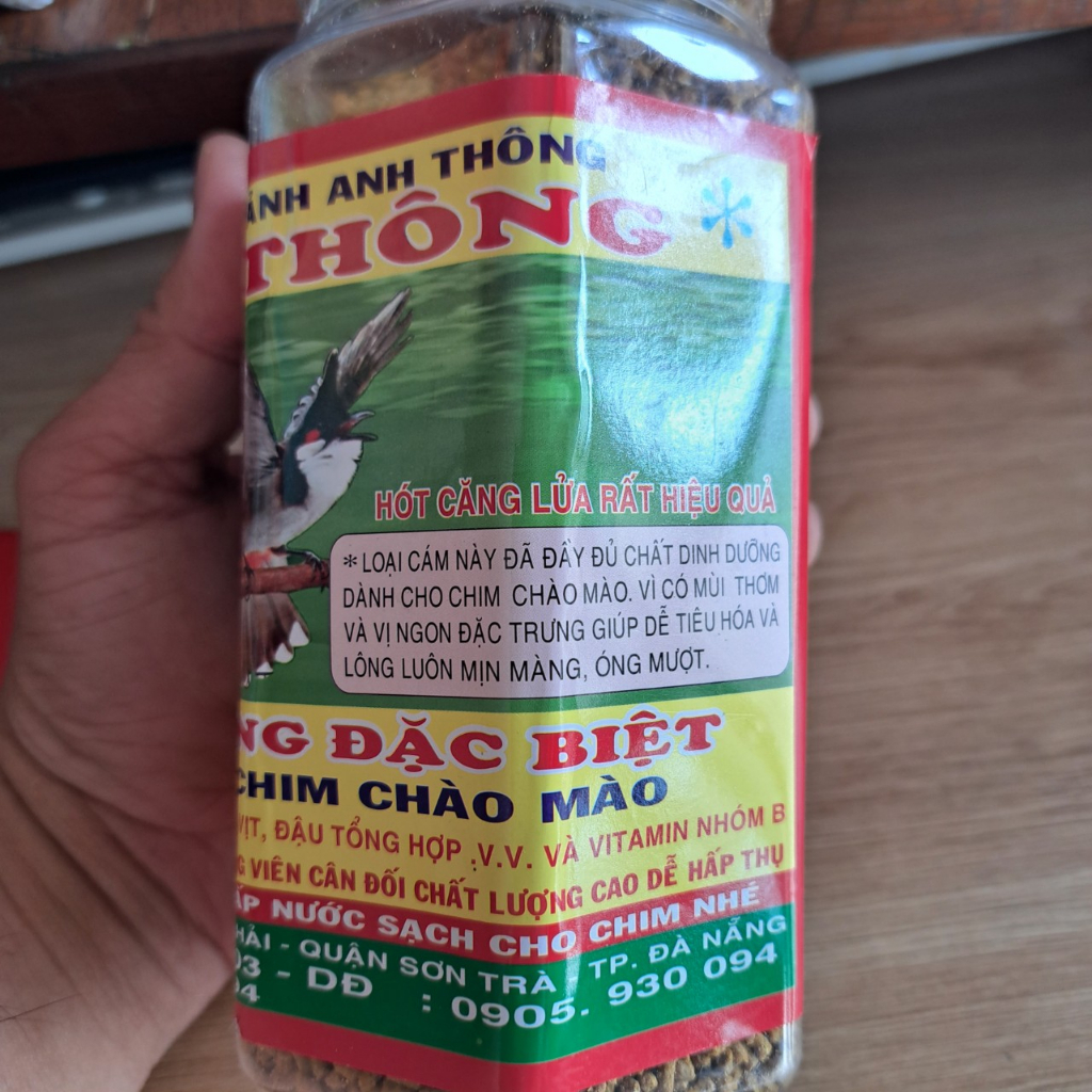 Thức ăn chim chào màu, cám chim chào mào Anh Thông hủ 300gr và hủ 500gr