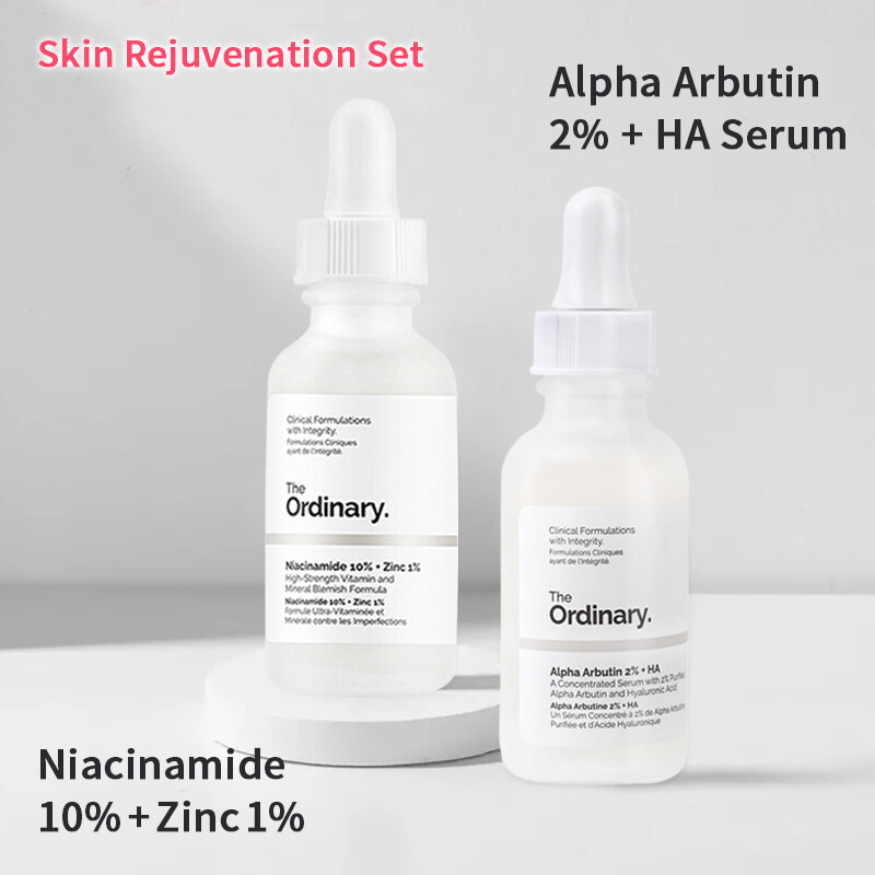 BỘ SẢN PHẨM CHO CHẾ ĐỘ TRỊ MỤN CẢI THIỆN NHƯỢC ĐIỂM DA CỦA THE ORDINARY -Niacinamide 10% + Zinc 1% 30ml & Alpha Arbutin 2% + HA Serum 30ml