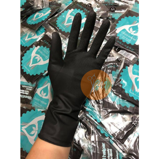 Găng tay đen vào hóa chất uốn ép nhuộm cho salon