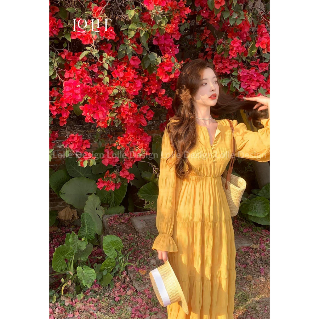 Váy voan dập ly dáng dài tiểu thư - V716 - Design by Lolie