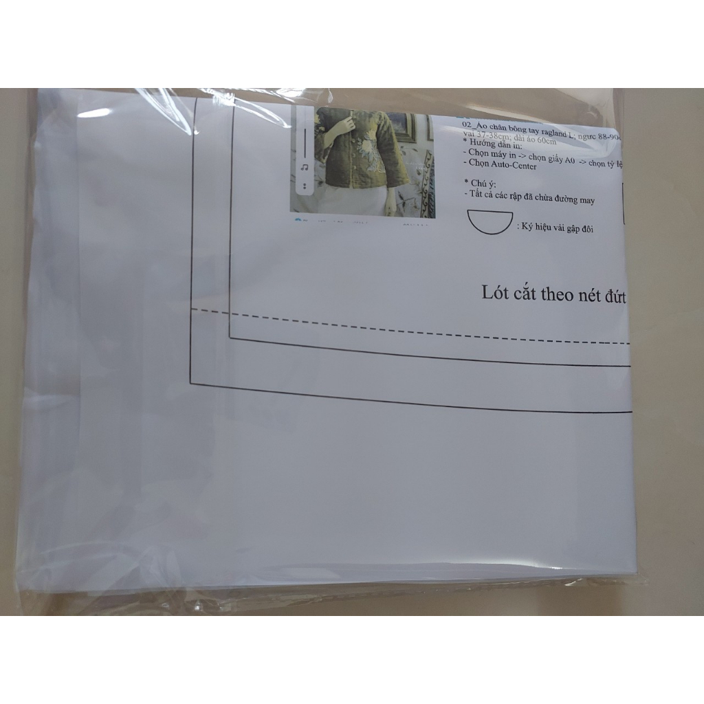 Rập giấy may áo chần bông mã 02 - bản vẽ