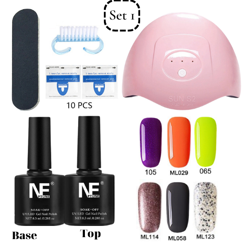 ComBo làm móng Mini (sơn gel 6 chai M.ladea+Máy Hơ Gel SUN S2+Dụng cụ làm móng+TOP&amp;BASE sơn gel) làm nail tại nhà