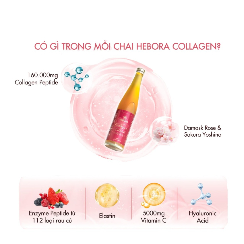 Collagen Hebora Enrich nước uống làm đẹp da Collagen thủy phân tái tạo làn da ngăn ngừa lão hóa giảm nết nhăn