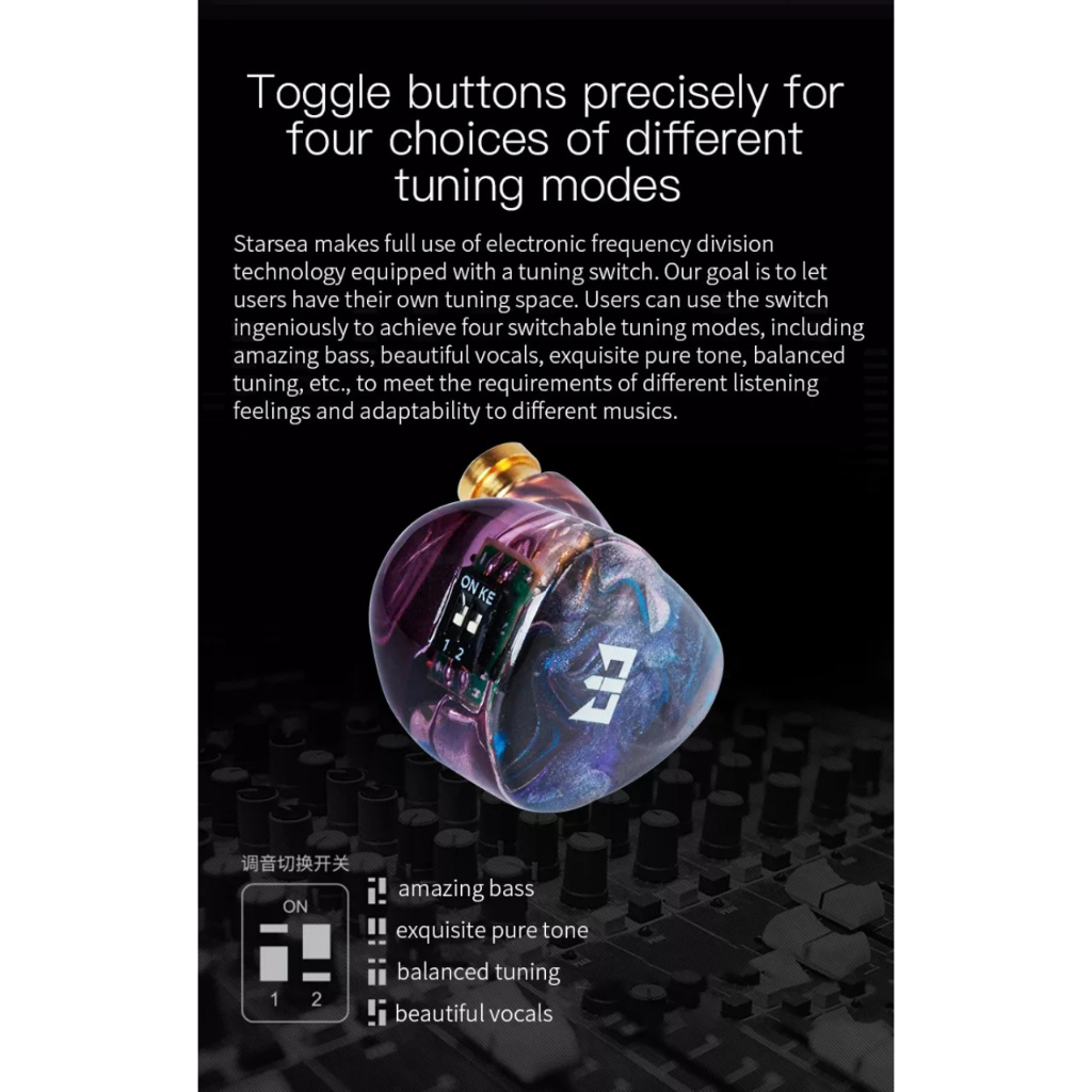 Tai nghe công nghệ Hybrid TRI STARSEA, Âm thanh độ chi tiết cao, Thiết kế đẹp