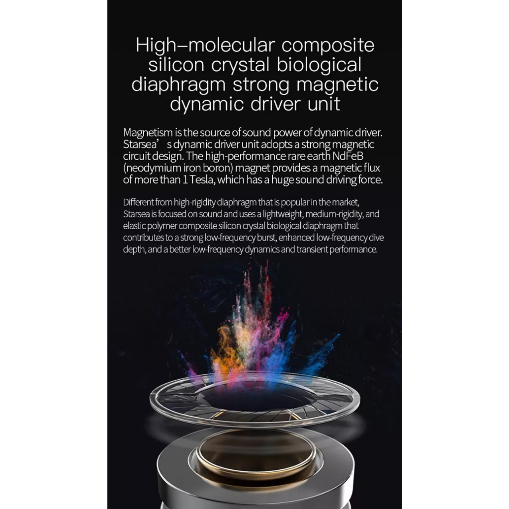 Tai nghe công nghệ Hybrid TRI STARSEA, Âm thanh độ chi tiết cao, Thiết kế đẹp