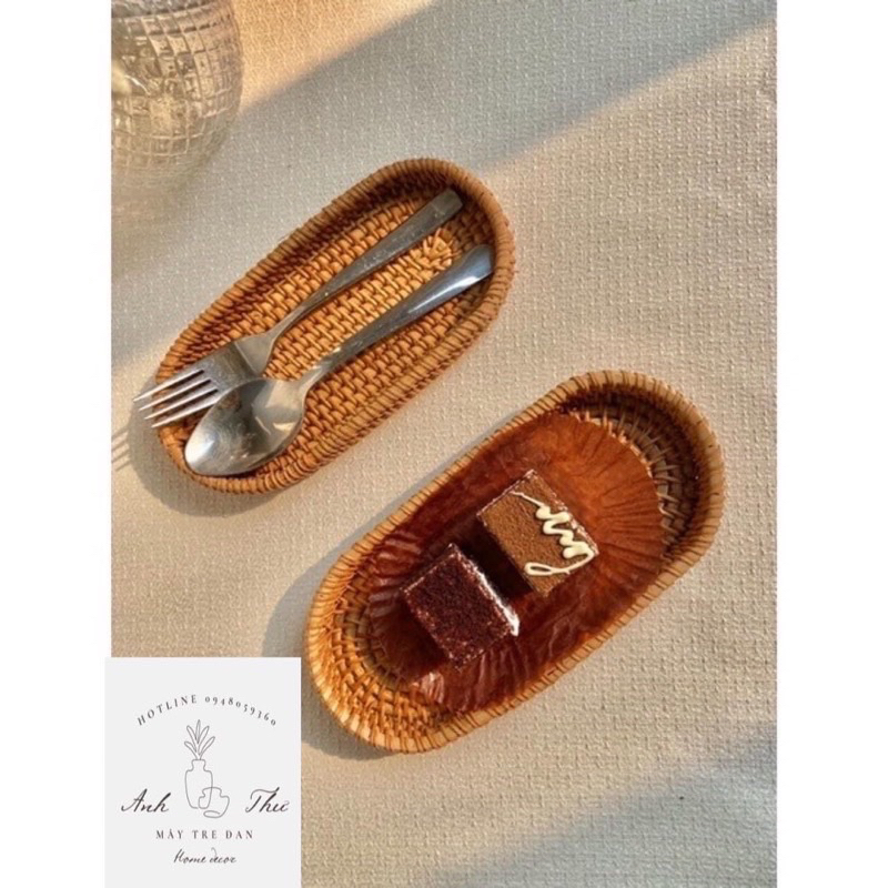 Khay bầu dục oval xuất dư đựng dao dĩa, bánh trái, deocor trang trí ( Ảnh thật) shop mây tre đan Anh Thư