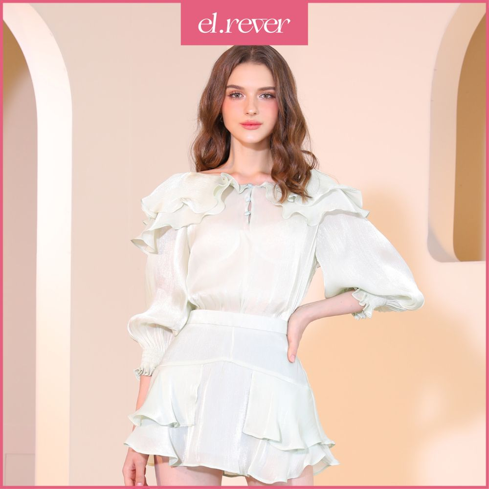 ELRÊVER - Quần váy nữ chất liệu organza - Màu xanh mint - 0422B07