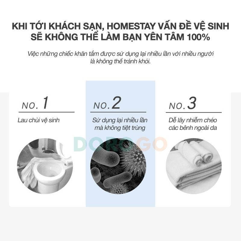 Khăn tắm nén du lịch 70x140cm an toàn loại dày DOROGO - KN1