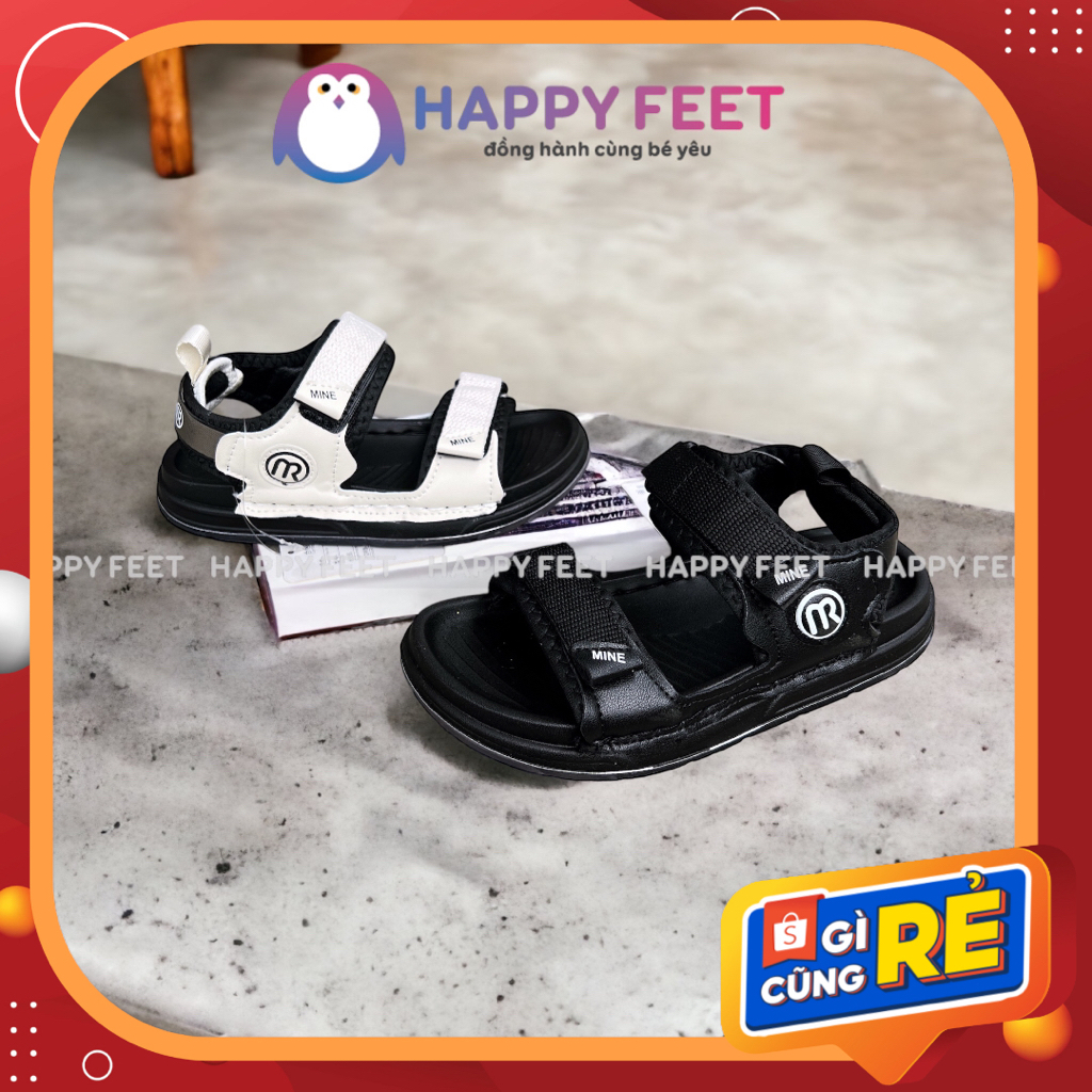 dép quai hậu cho bé, xăng đan da Pu chống hôi chân cho bé trai 6-9 tuổi- Happy Feet no317
