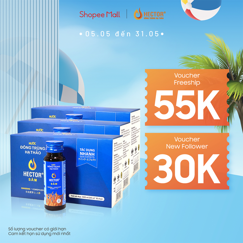 Bộ 3 Hộp 10 Chai Nước Uống Đông Trùng Hạ Thảo HECTOR Sâm tăng cường đề kháng bồi bổ cơ thể (30x50ml)