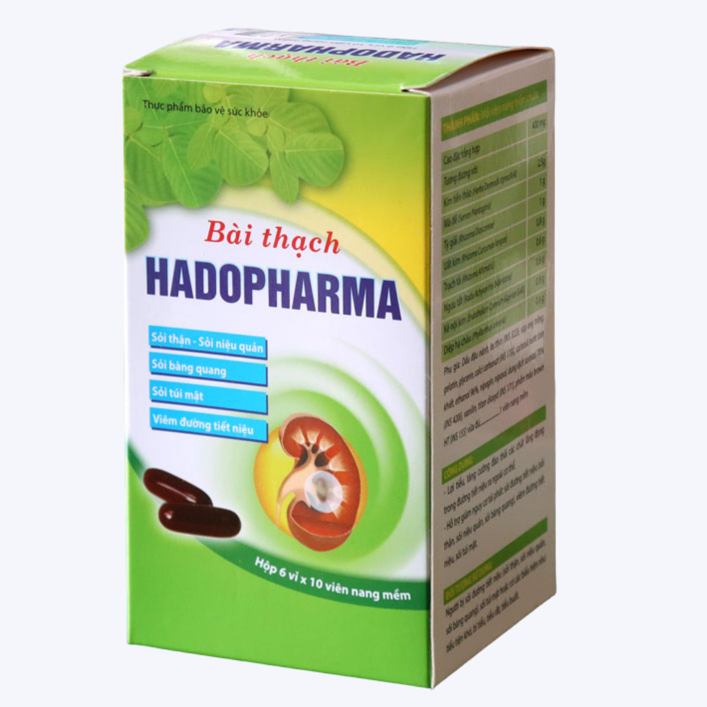 Bài thạch Hadopharma – Hỗ trợ bào mòn các loại sỏi, giảm nguy cơ tái phát sỏi đường tiết niệu, sỏi túi mật (Hộp 60v)