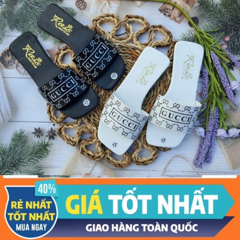 ⚡️RẺ VÔ ĐỊCH⚡️Dép Lê nữ đế thấp quai in chữ.Thiết kế mũi vuông-hơp thời trang