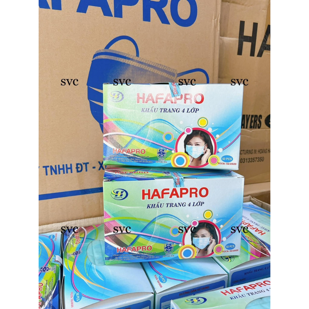 Khẩu trang 4 lớp HAFAPRO Xanh ngọc