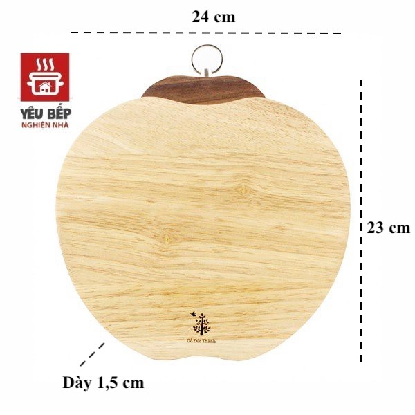 Thớt Gỗ Cao Su Tự Nhiên Đức Thành Hình Cà Chua Có Khoen Treo Xoay 02831-Dụng Cụ Nhà Bếp Tiện Dụng, An Toàn