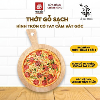 Thớt Gỗ Cao Su Tự Nhiên Đức Thành Hình Tròn Có Tay Cầm Hình Quai Vát 03431 - Dụng Cụ Nhà Bếp Cao Cấp