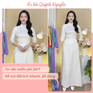 Áo dài trắng, áo dài cách tân lụa cao cấp mềm mịn MÃ T1 TRẮNG