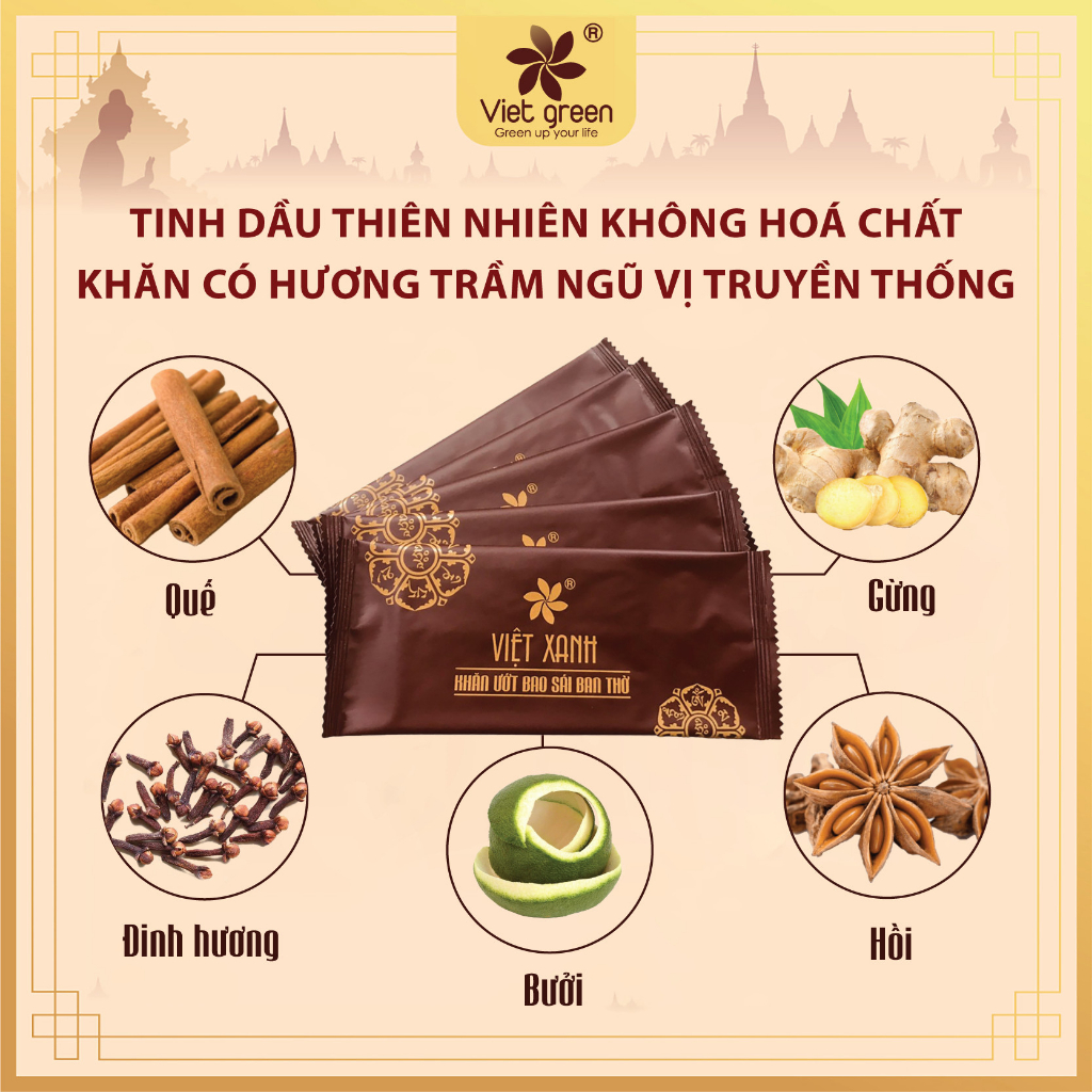 Hộp Khăn Ướt Lau Bàn Thờ VIỆT XANH  Bao Sái Ban Thờ Tiện Lợi Từ Tinh Dầu Tự Nhiên, An Toàn Sức Khoẻ