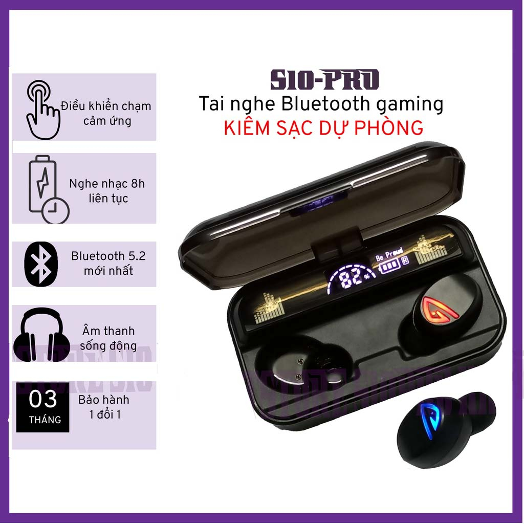 Tai nghe Bluetooth S10 PRO bản cao cấp, cảm ứng vân tay, kiêm sạc dự phòng 3000mAh, độ trễ cực thấp khi chơi game ..