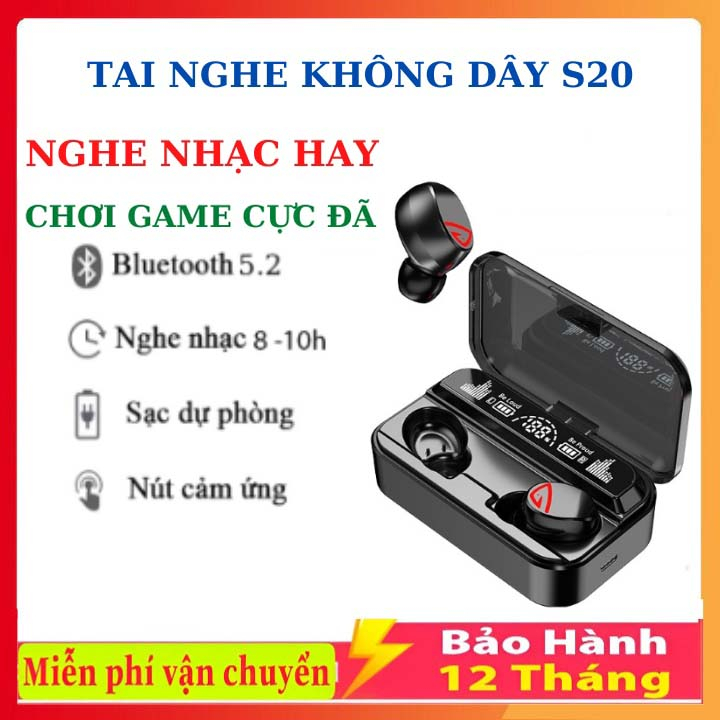 Tai Nghe Bluetooth Gaming S10 Pro Cao Cấp, Cảm Ứng, Nghe Nhạc, Kiêm Sạc Dự Phòng 3000mAh Bảo Hành 12 Tháng