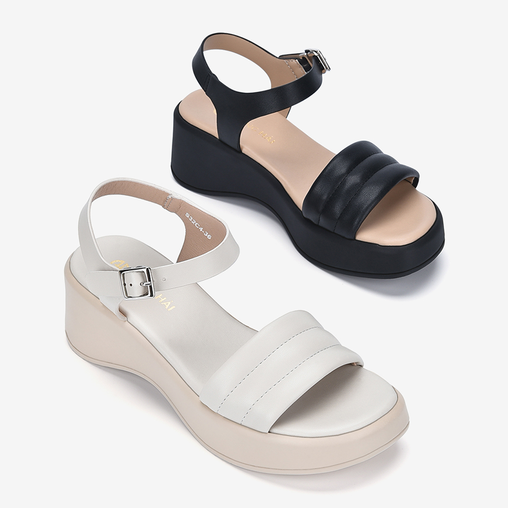 Giày Sandal Nữ Đông Hải Đế Xuồng Quai Ngang Chần Bông Cao 6cm - S32C4