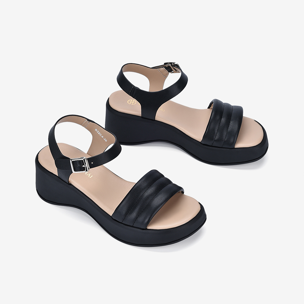 Giày Sandal Nữ Đông Hải Đế Xuồng Quai Ngang Chần Bông Cao 6cm - S32C4