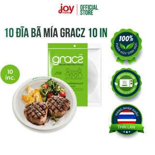 10 đĩa bã mía Gracz 10in (trắng), đĩa dùng 1 lần phân hủy sinh học
