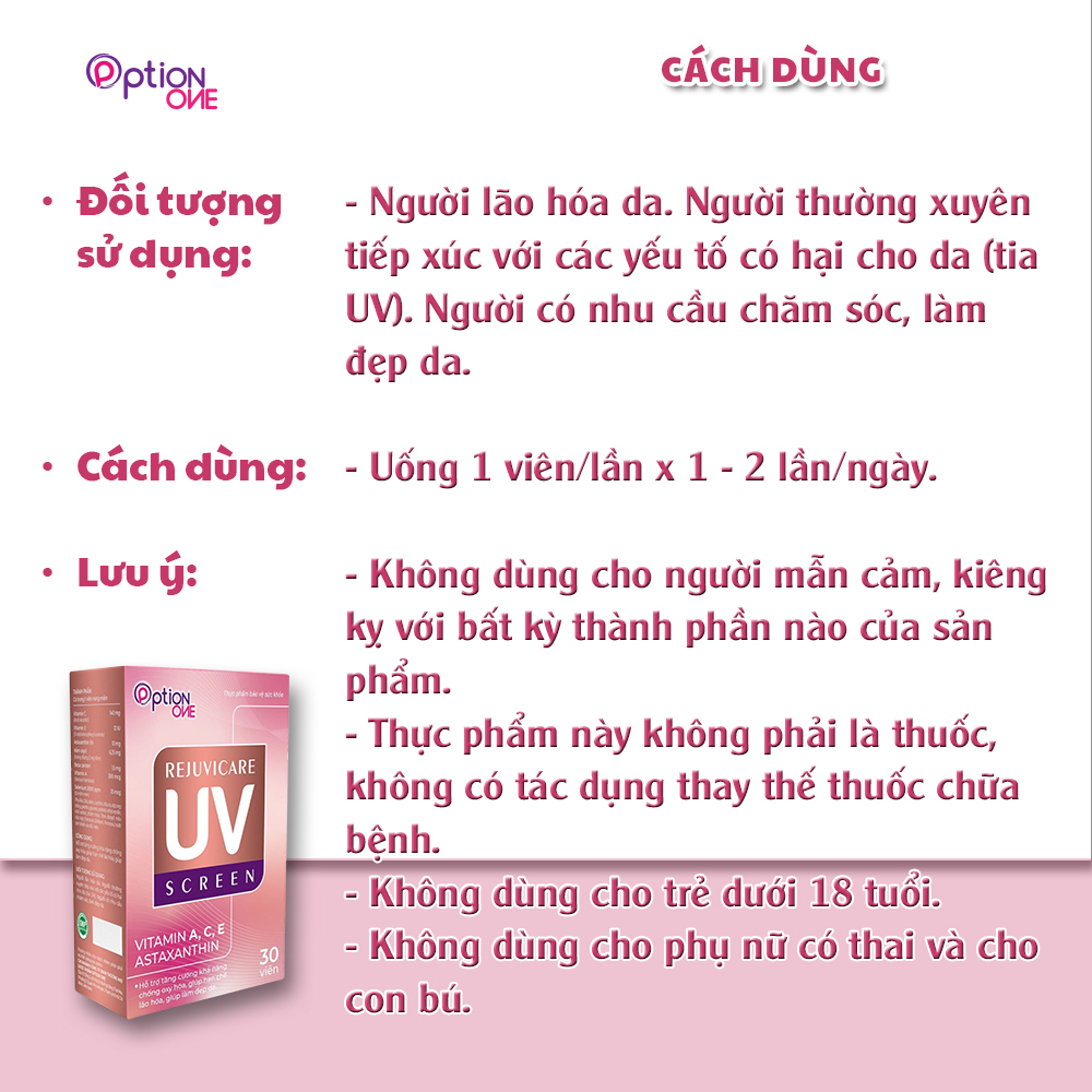 Viên Uống Chống Nắng Rejuvicare UV Screen - Hộp 30 Viên | BigBuy360 - bigbuy360.vn