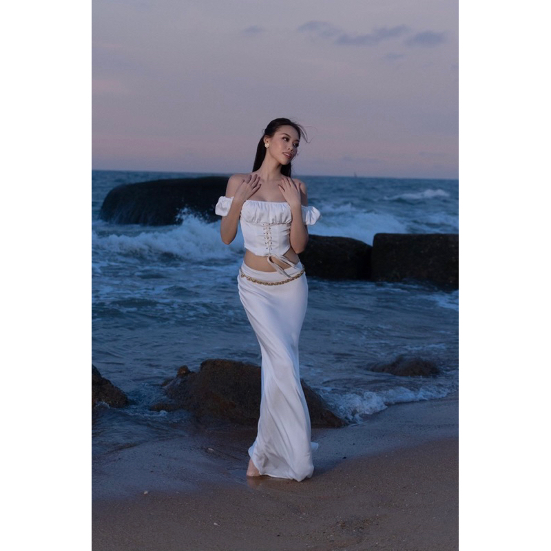 Chân Váy CORAL SILK SKIRT  - Chân váy đuôi cá - Chân váy lụa dài