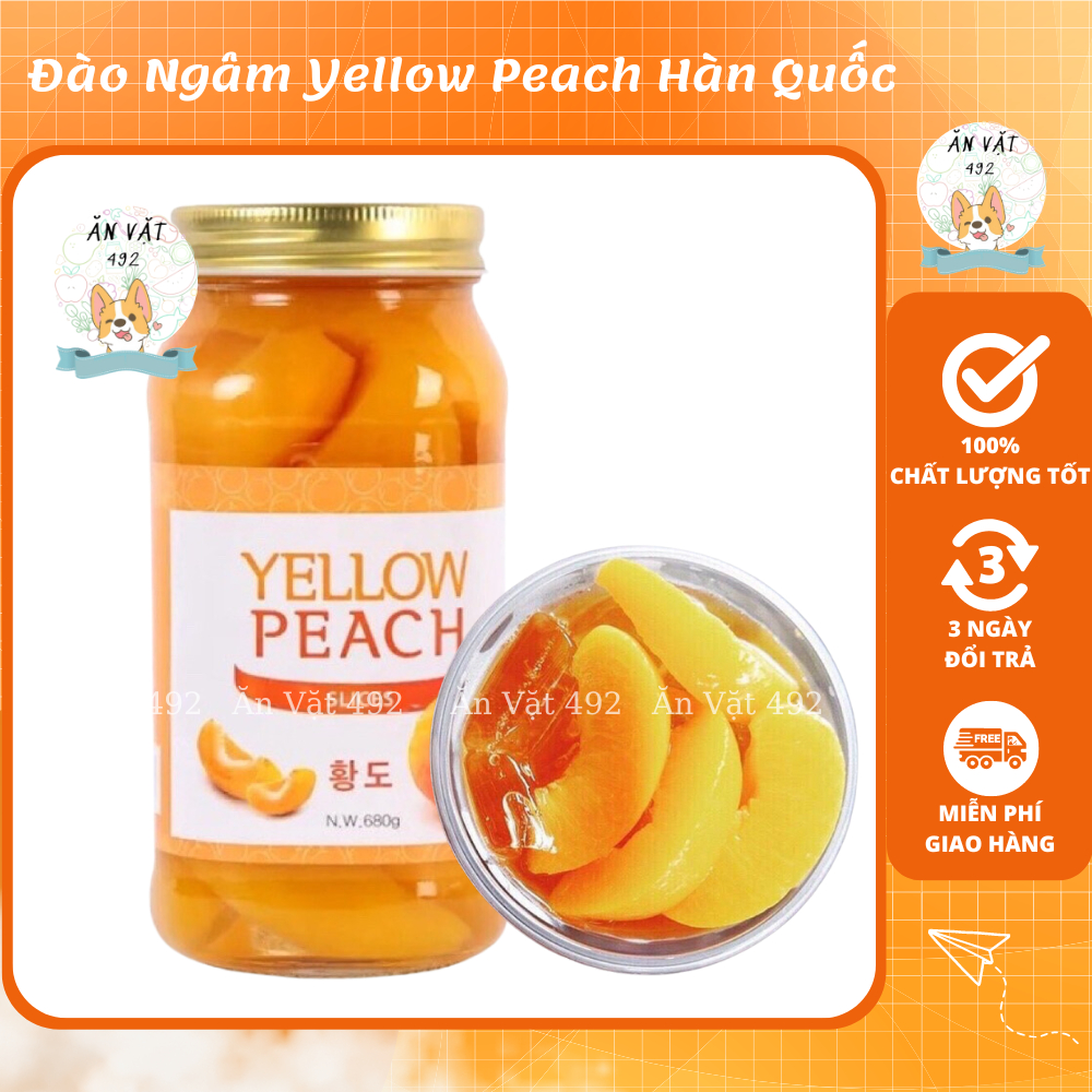 Đào Ngâm Yellow Peach Hàn Quốc Giải Nhiệt Ngày Hè Hũ 680gr - Ăn Vặt 492