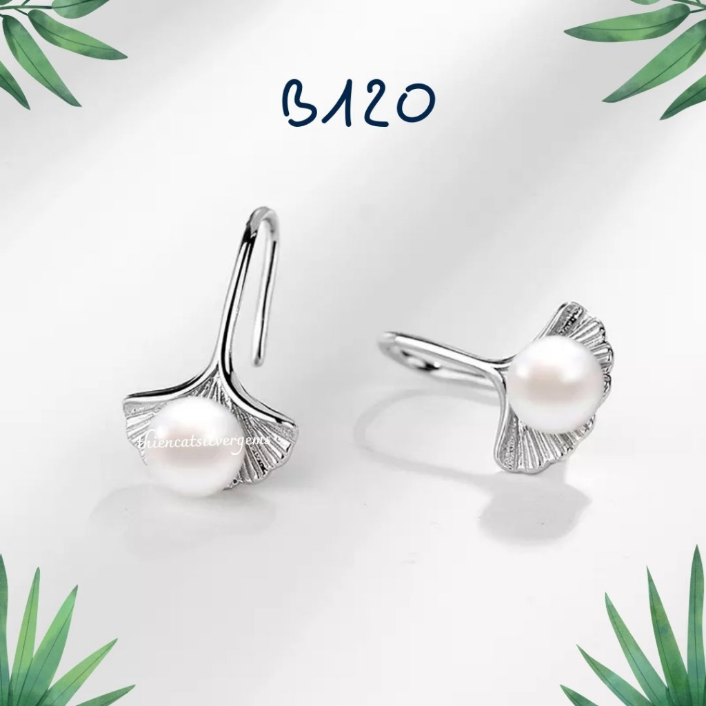 B120 Bông tai móc câu vỏ sò hột bẹt Bạc thật Thiên Cát s950