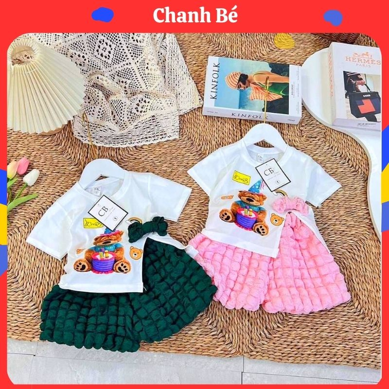 Set áo phông hình con gấu cho mẹ và bé Chanh Bé,áo thun cotton cao cấp thoải mái thoáng mát BQA203
