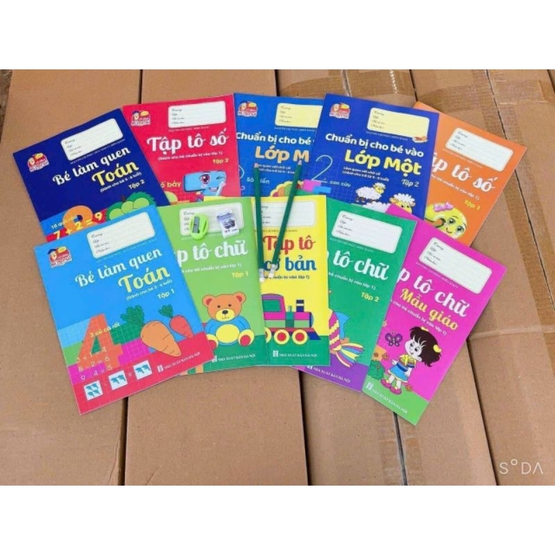 SET 10 QUYỂN TẬP TÔ SỐ VÀ TÔ CHỮ CHO BÉ TỪ 4 TUỔI ĐẾN 7 TUỔI