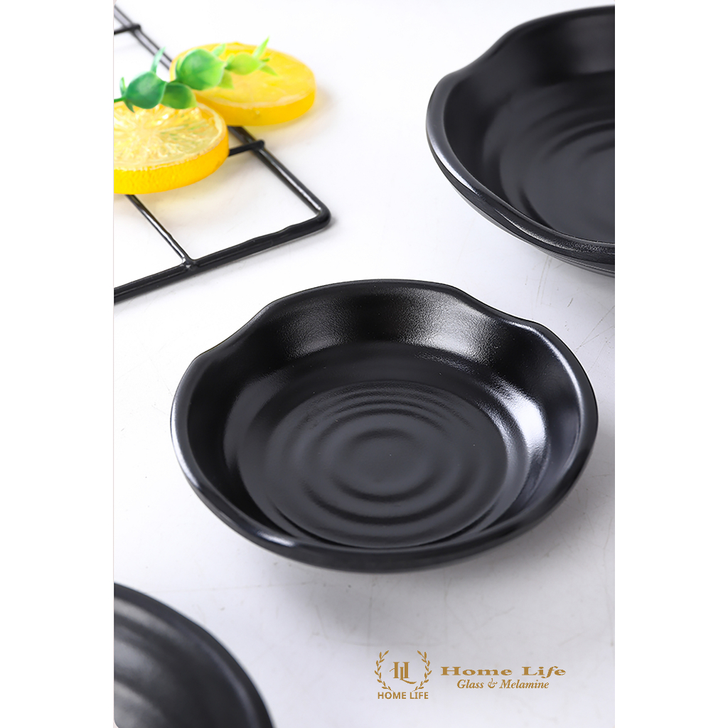 Bát đựng Kim chi _ Đồ Muối | Bát PanChan Hàn Quốc 8037-6 Đen Mờ | PanChan Đôi 140034 | PanChan Đơn Hình Lá